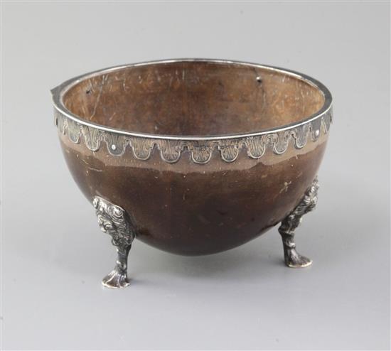 A Victorian silver mounted coconut bowl by William Stocker, diameter 13.9cm.